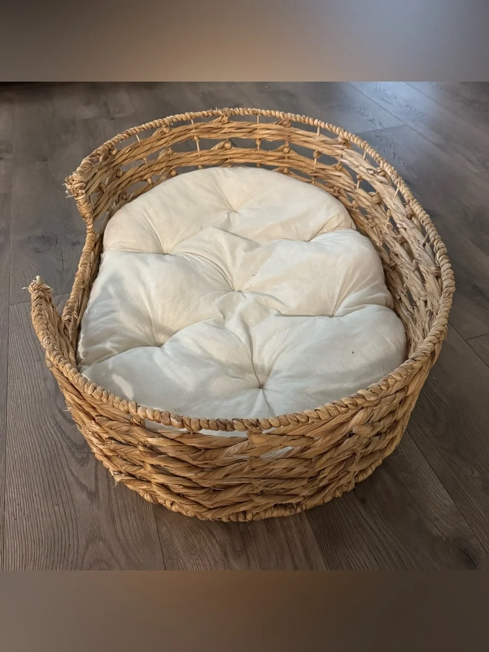 Two Dog Beds – Wicker Boutique Bed + Nandog Plush Bed – Set of